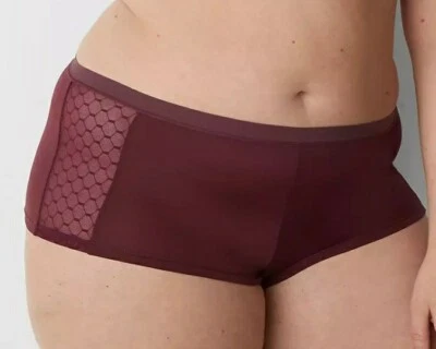 Panty corto de microfibra Lane Bryant granate no show con encaje talla grande 18/20 Foto 1 de 4