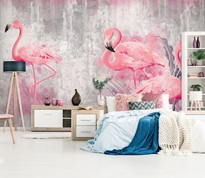 3D Edle Flamingo R950 Tapete Wandbild Selbstklebend Ablösbar Luna - Bild 1 von 11