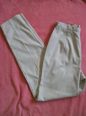 Express Tapered Leg Side Zip Pants Vintage Tan/White Check Stretch Size 1-2 - Image 1 of 4