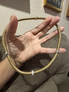 Stunning Roberto Coin 18k YG Primavera Interlocking diamond Necklace 16inch - Picture 1 of 13