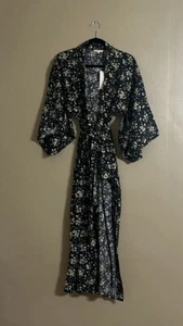 Joey Macon Kimono Robe SzS/M Japanese Floral Print Beach Coverup Vacation Casual - Picture 1 of 9