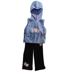 Vintage Kids Headquarters Fleece Vest & Pants 2 Piece Outfit Set Girls 5 2586 - Picture 1 of 21