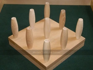 Set of 9 Beech 10cm Bar Skittles Pins with Locating Hole, Wax Finished (UK) - Picture 1 of 1