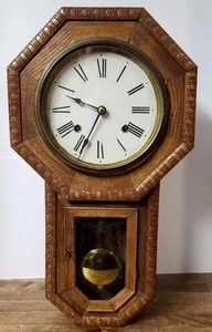C1900 Mechanical 8 Day Regulator Pendulum School House Wall Clock - Picture 1 of 15