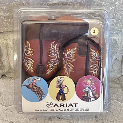 Nuevo Ariat Lil’ Stompers Workhog Cuero Botas de Vaquero Zapatos Talla 1 Bebé/Niño Foto 1 de 3