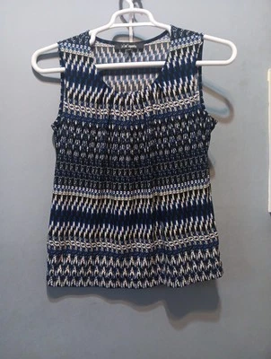 Blusa Le Suit Separates Para Mujer S Azul Sin Mangas Plisada Frontal Top Foto 1 de 4