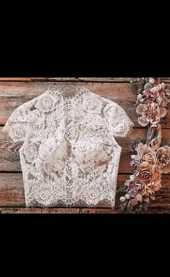 Brautkleid Topper Jacke für Braut Spitze weiß elfenbein Top Accessoires individuell - Bild 1 von 2