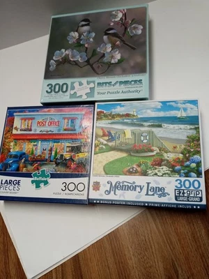 Lot of 3 Complete 300 Pieces Puzzles, 1 sealed, all complete, mixed brands. - Image 1 of 3