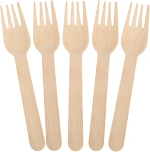 Forks Disposable, 100 Pcs Wooden Forks, 6.2Inch Compostable Biodegradable Eco-Fr - Picture 1 of 9