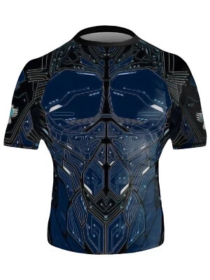 Raven Fightwear Para hombres Cibernético Protector contra Erupciones Manga Corta BJJ MMA Azul  Foto 1 de 3