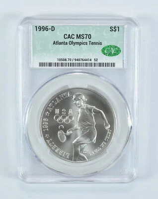 1996-D Olympic Tennis Commemorative Silver Dollar MS70 CAC - Image 1 of 4