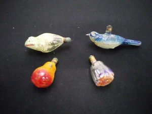 LOT OF 4 VTG FIGURAL CHRISTMAS GLASS LIGHT BULBS FROG BLUE BIRD FLOWER F - Picture 1 of 10