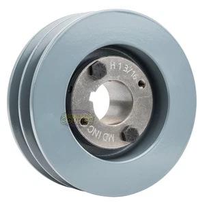 Cast Iron 5" 2 Groove Dual Belt B Section 5L Pulley w/ 1-3/16" Sheave Bushing - Bild 1 von 6