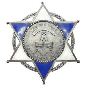 Rare 1953 Masonic ‘Loyalty Lodge’ Enameled Silver Brooch Medal/Badge Argentina - Picture 1 of 3