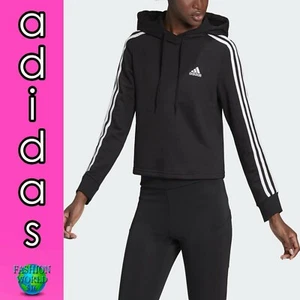 adidas Womens Essentials 3-Stripes Cropped Hoodie Size Medium GM5582 NWT - Picture 1 of 5
