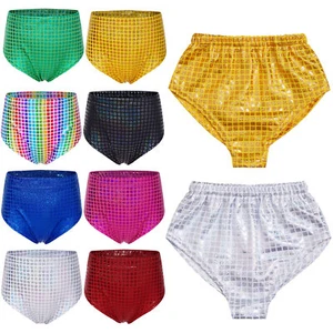 Kids Girls Panties Metallic Briefs Yoga Bottoms Stage Performance Dancewear Big - Picture 1 of 58