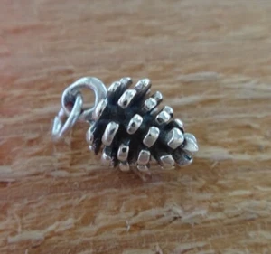 3D kleiner 13x9mm Tannenzapfen Weihnachten Sterlingsilber Charm - Bild 1 von 2