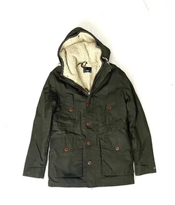 Herren grün FRED PERRY Kapuzenfell gefütterte Jacke Mantel Größe XS - Bild 1 von 4