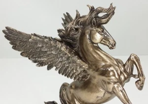 11" Pegasus Horse Rearing Greek Mythology Statue Sculpture Bronze Finish - Picture 1 of 4