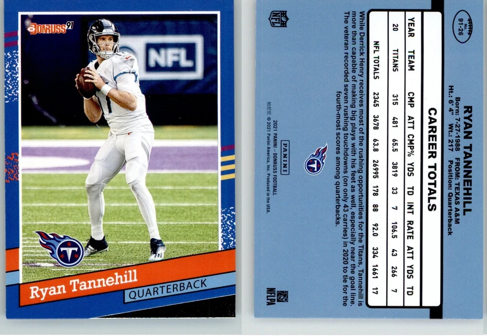 Ryan Tannehill 2021 Panini Donruss 1991 Retro Series #91-26 Tennessee Titans - Image 1 of 1