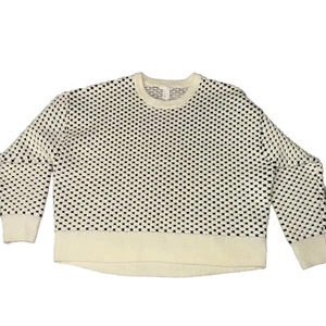 H&M White And Black Pullover Knit Sweater Chunky Size Large EUC - Picture 1 of 9