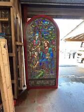 ANTIQUE STAINED GLASS CHRIST WINDOW FROM A CLOSED CHURCH - KA604