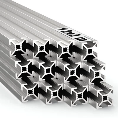 Alu Profil 20x20 Nut 6 Typ B 12x2m=24Meter 2020 Systemprofil Vierkant Aluminium - Bild 1 von 4