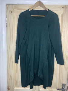 COS Ladies Jumper Dress Green Plus Size Large Shift Knit Fleece Lagenlook Wool - Picture 1 of 11