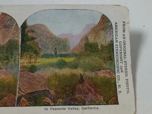 1906 Quaker Oats Yosemite Valley California Hand Tinted Antique Color Stereoview - Picture 1 of 4