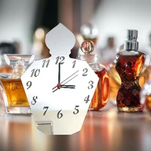 Perfume Bottle Shaped Clocks - Many Colour Mirrors & Solid Not Mirror Colours - Picture 1 of 6