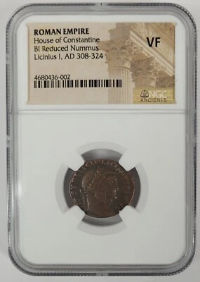 NGC VF Roman AE de Licinio I (AD 308-324) MUY FINO NGC Antiguos Certificado Foto 1 de 3