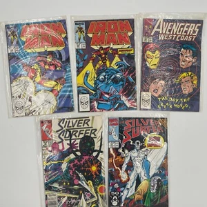 LOt of 5 Marvel Comics Books Avengers, Iron-man and Silver Surfer - Picture 1 of 7