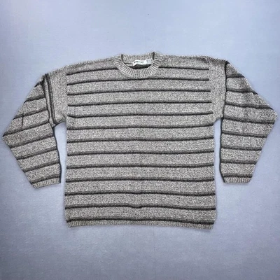Suéter De Colección New Era Para Hombre XL Beige Negro Rayas Tejido Cuello Redondo Hecho en EE. UU. 90s Foto 1 de 4
