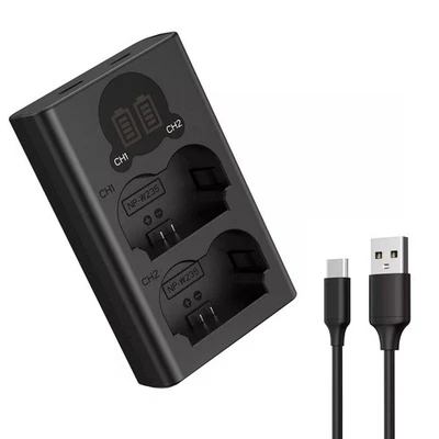 Universal NP-W235 Battery Charger with Dual-Slot LCD Screen for Fujifilm 8.4V - Image 1 of 4