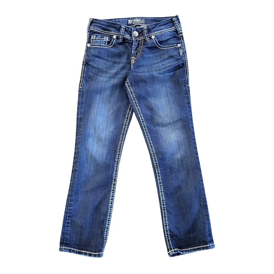 Silver Suki Jeans Women's Size 26x26 Blue Pants Faded Capri Dark Stretch Denim - Image 1 of 4