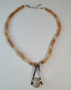 Jay King Agate Necklace + Rose Quartz Pendant sterling silver mine finds - Picture 1 of 5