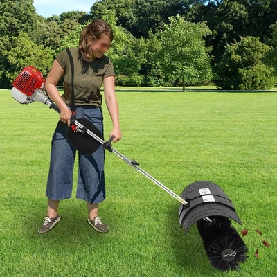 Heavy Duty 2 3HP Power Sweeper 52cc Handheld Gas Powered Broom Snow Dirt Walkway - Image 1 of 4