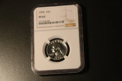 1950 WASHINGTON QUARTER 25C Graded as NGC PF 67  Brilliant and lusterous - Image 1 of 2