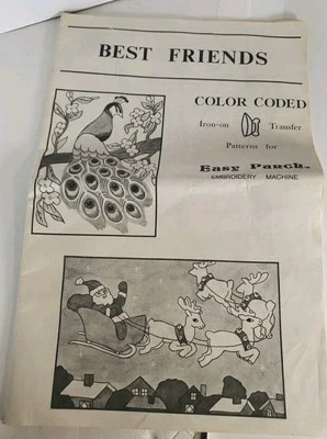 Best Friends Iron-On Transfer Patterns Color Coded Vintage 1983 Easy Punch USA - Image 1 of 4