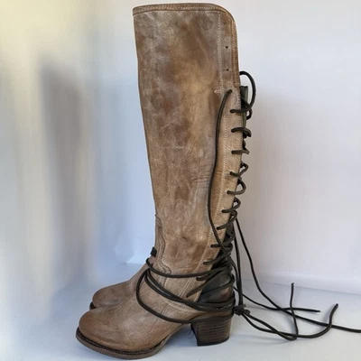 Botas de couro acastanhado Freebird by Steven COAL femininas tamanho EUA 9 altura do joelho - Imagem 1 de 4