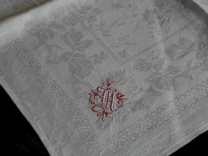 Servilleta gigante manta central lino damasco patrón floral 69/70 cm suntuoso. - Imagen 1 de 5