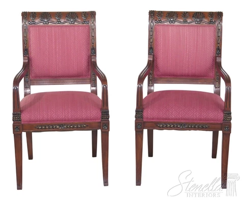 L29503EC: Pair Neoclassical Upholstered Open Arm Chairs Cover