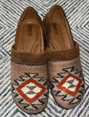 Born BOC Shoe Clog Bailie Woven Wool Aztec Brown Suede Ginger Womens Size 9 40.5 - Image 1 of 4