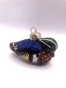 Antiguo adorno de Navidad palabra vidrio soplado madera pato forma B1 - Imagen 1 de 6