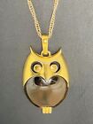 Crown Trifari Owl Necklace With Lucite Jelly Belly Gold Tone
