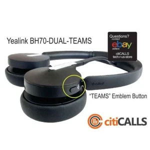 Yealink BH70-DUAL-TEAMS-USB-A 1208663 Stereo All Day Wireless Bluetooth Headset - Picture 1 of 6
