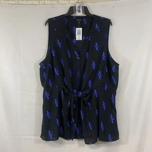 NWT Torrid Black Women's Sleeveless Tie-Front Blouse, Sz. 3 - Picture 1 of 3