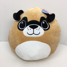 Mushmillow Plush Dog Pug Pillow Cute Brown 14” NWT