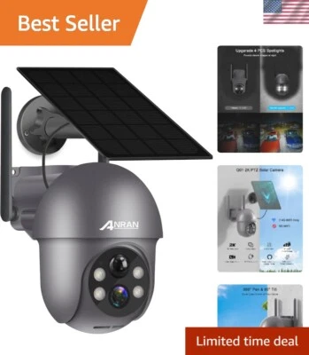 2K Solar Wireless Security Camera - 360° View with PIR Detection & Night Vision - Image 1 of 4