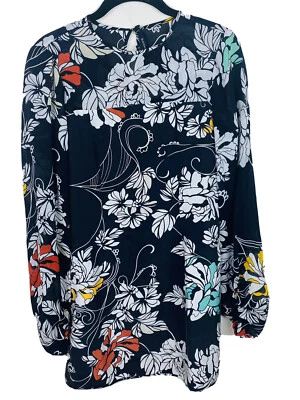Rachel Roy Dress Womens 2 Black White Floral Shift Long Sleeve 100% Silk - Image 1 of 4